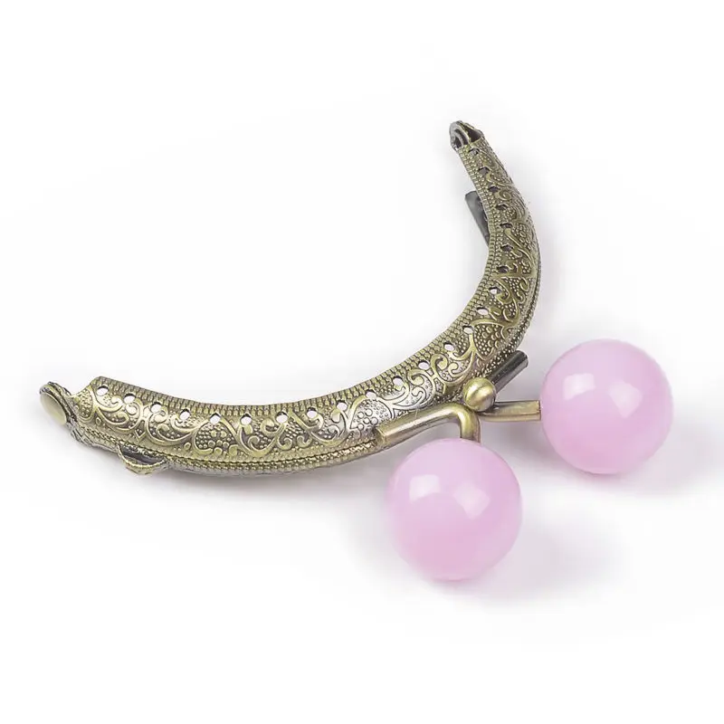 10pcs/lot 8.5cm Round Metal Purse Frame Handle for Clutch Bag Accessories Making Kiss Clasp Lock Bronze Tone Candy Bags Hardware