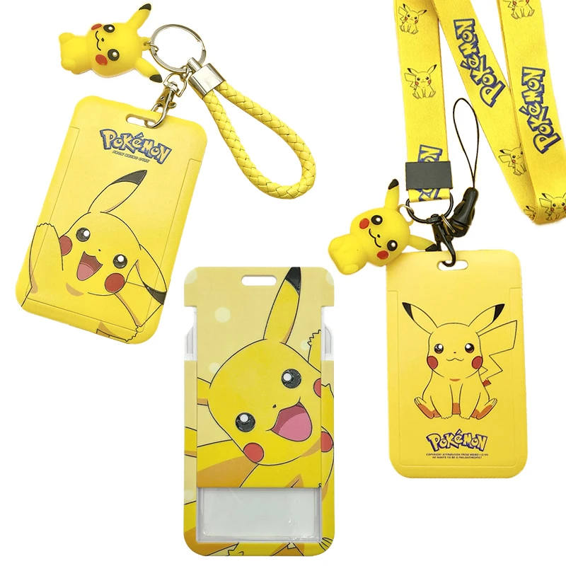 

Pokemon Retractable Card Holders for Women Men with Lanyard Keychain Accessories Pikachu Credit Bank ID Bus Card Case Toys Gifts