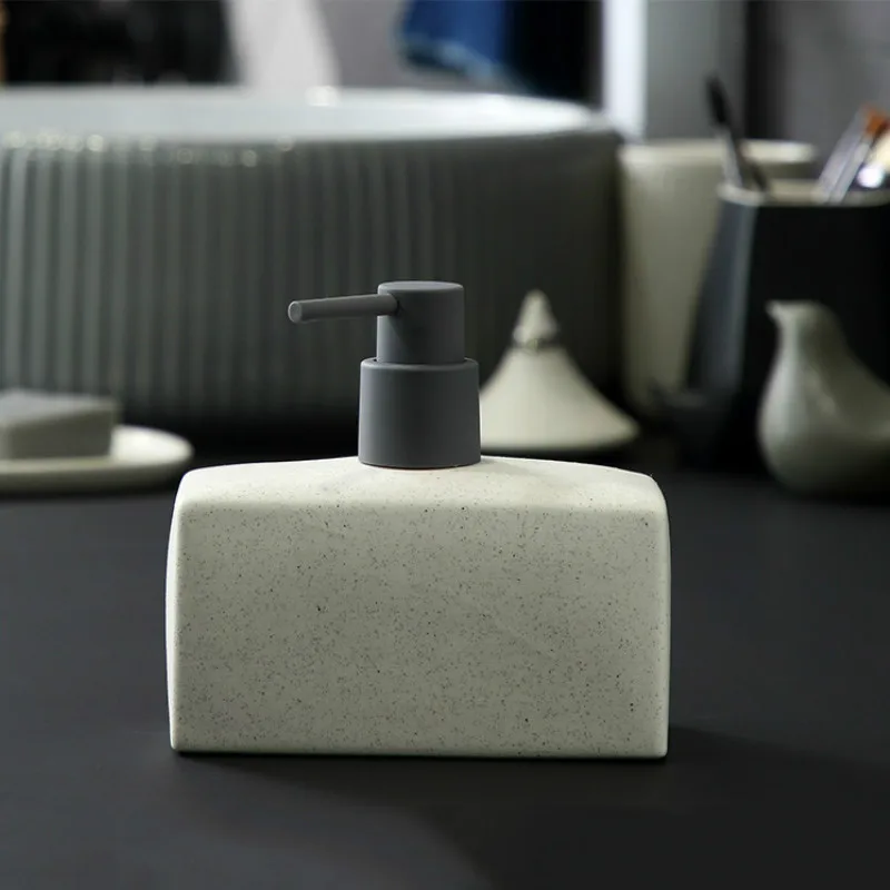 

Simple Rectangle Ceramic Portable Soap Dispenser Shampoo Bottle Hand Sanitizer Jar Bathroom Accessories 500ml Lotion Bottle WF