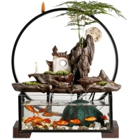 flowing water for wealth ornaments circulating water ecological small glass fish tank landscaping indoor decoration