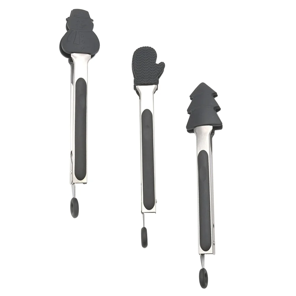 

Tongsclamp Christmas Bread Silicone Clip Tong Grilling Versatile Kitchen Clips Salad Bbq Buffet Stainless Steel Cooking Serving