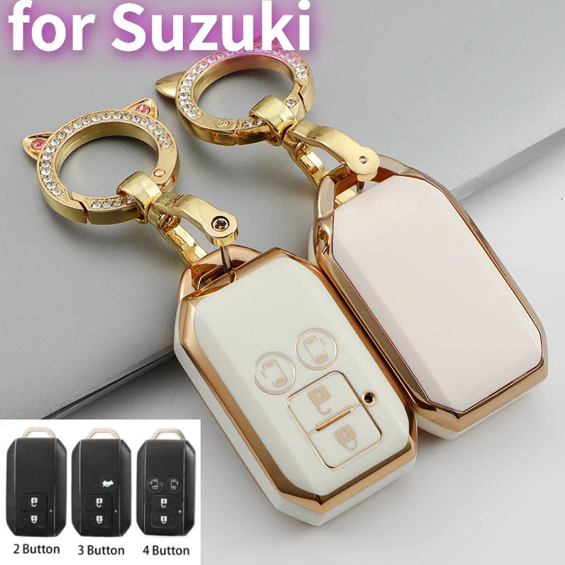 Новый Гальванизированный чехол для автомобильного ключа из ТПУ для Suzuki Spacia MK53S Jimny Sierra Swift Wagon аксессуары для интерьера с 4 кнопками