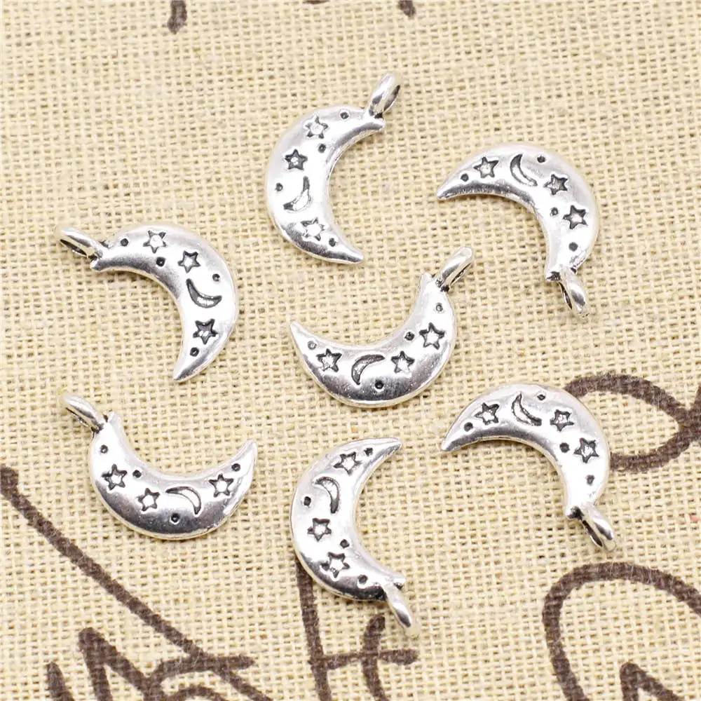 

10pcs Antique Silver Color 10x19mm Moon Charms Handmade Jewerly Diy