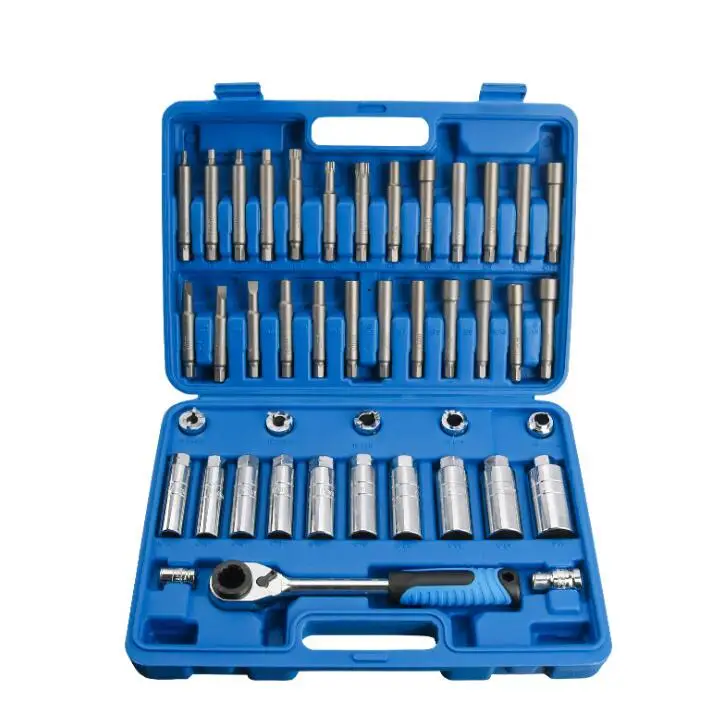 

43pcs Steering Hub Suspension Shock Absorber Strut Nut Removal Tool Go-thru Socket Kit Ratchet Sockets Set Car Repair