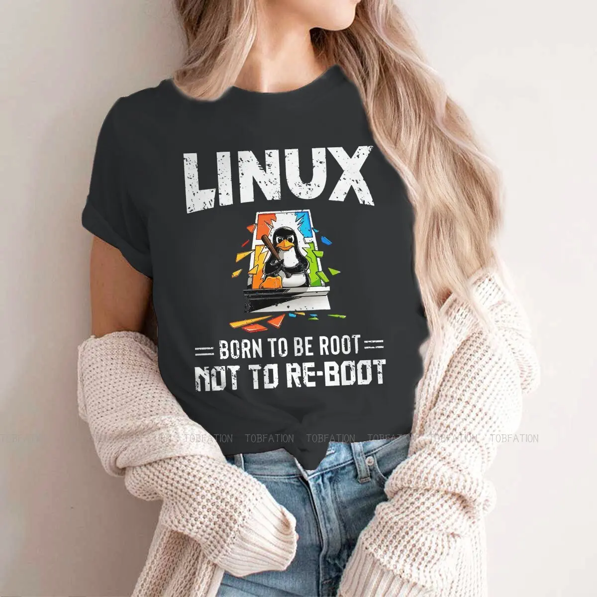 Женские винтажные футболки Linux Born To Be Root Not Reset |