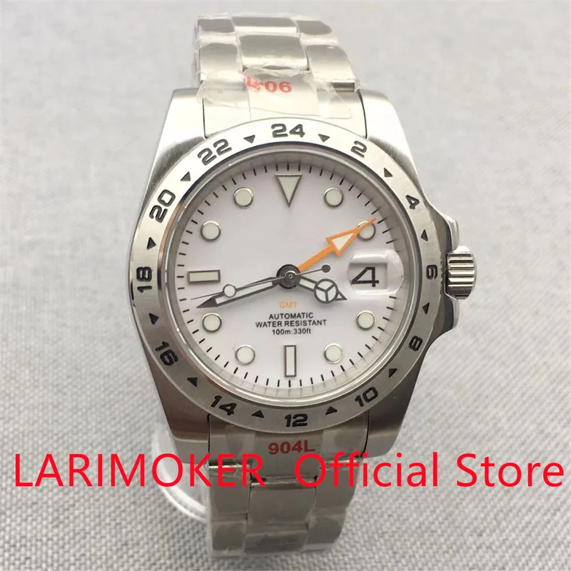 LARIMOKER 40 мм NH34A(GMT) DG3804 (GMT) Автоматические Мужские часы юбилейный браслет сапфировое