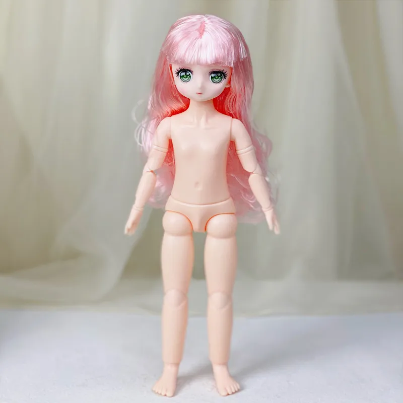 

New 30cm BJD Comic Face Doll 23 Joints Movable 6 Points Two-dimensional Makeup Girl Dress Up Naked DollChildren's Birthday Gift