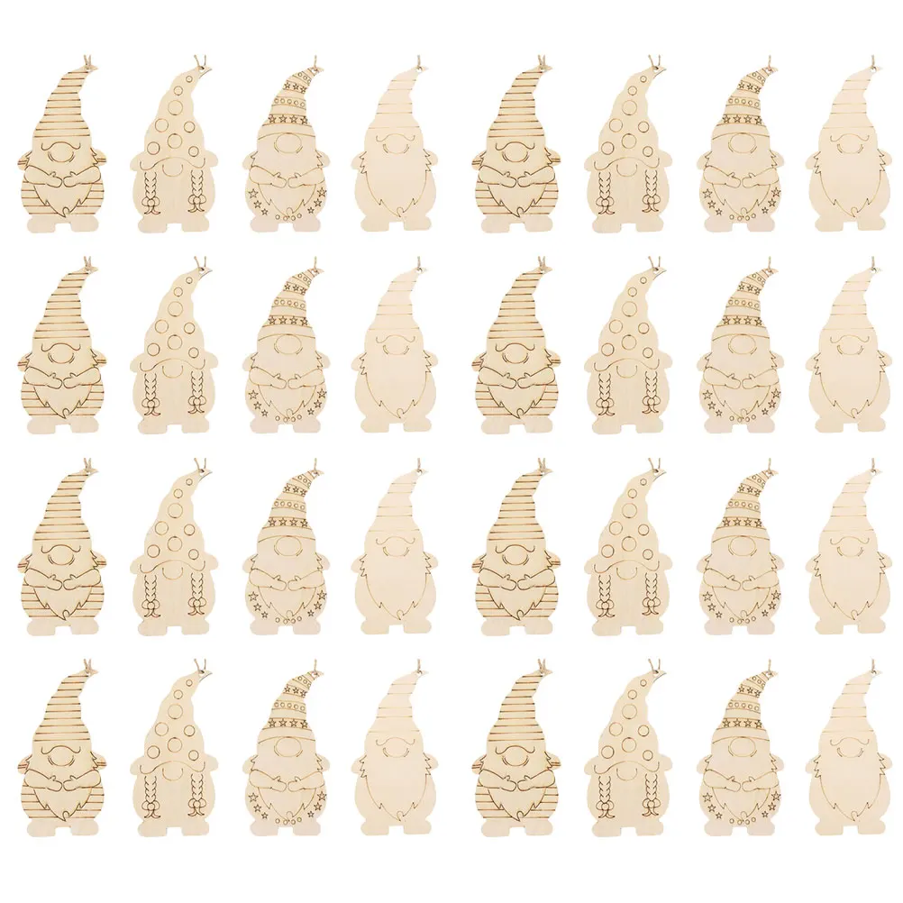 

40pcs Wood Gnome Hanging Ornaments DIY Gnome Cutouts Unfinished Wood Cutouts Dwarf Pendant Home Decor Hand Painted DIY Wood Chip