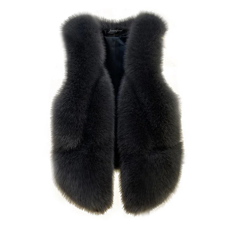 Upgraded Autumn and Winter Fur Integrated Women's Fur Vest Short Imitation Fox Fur Woven Toka Vest