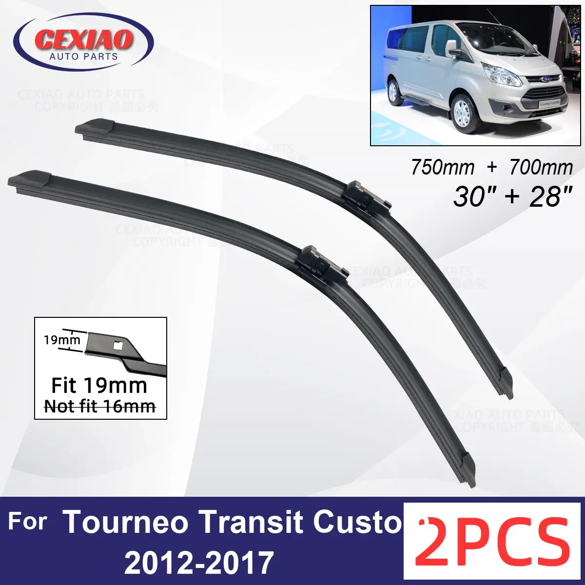 

Car Wiper For Ford Tourneo Transit Custom 2012-2017 Front Wiper Blades Soft Rubber Windscreen Wipers Auto Windshield 750mm 700mm