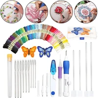 russian embroidery tool box manual diy poke music accessories sewing kit 50 color embroidery tool box line butterfly set