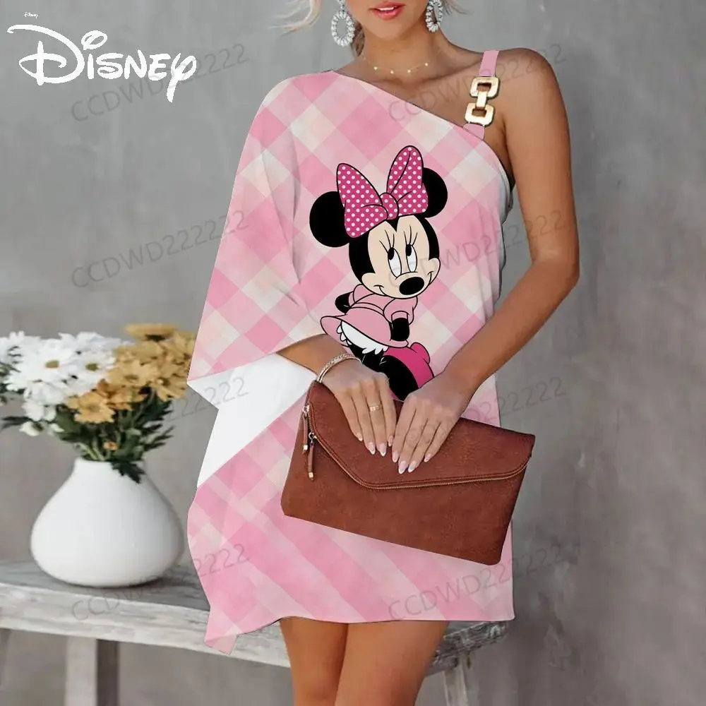 One-Shoulder Luxury Party Dress Mickey Evening Dresses Disney Diagonal Collar Minnie Mouse Elegant Women Prom 2023 Sexy Collar