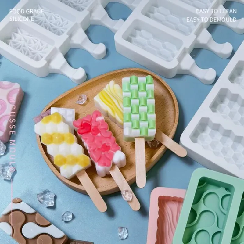 

Ice Cream Mold DIY Homemade Popsicle Molds Freezer Juice 4 Cell Ice Cube Tray Popsicle Barrel Maker Mould Tool