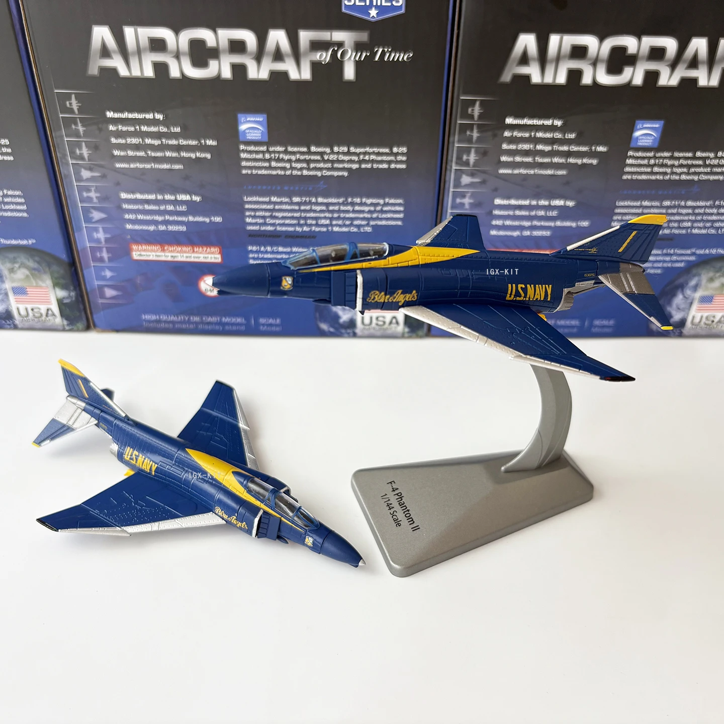 Масштабная модель военного самолета F-4 Phantom II (F4 Bule) ВВС США, масштаб 1:144, готовая коллекционная модель из литого металла, украшение для коллекции (art.: 3920da816e643) - 3920da816e643
