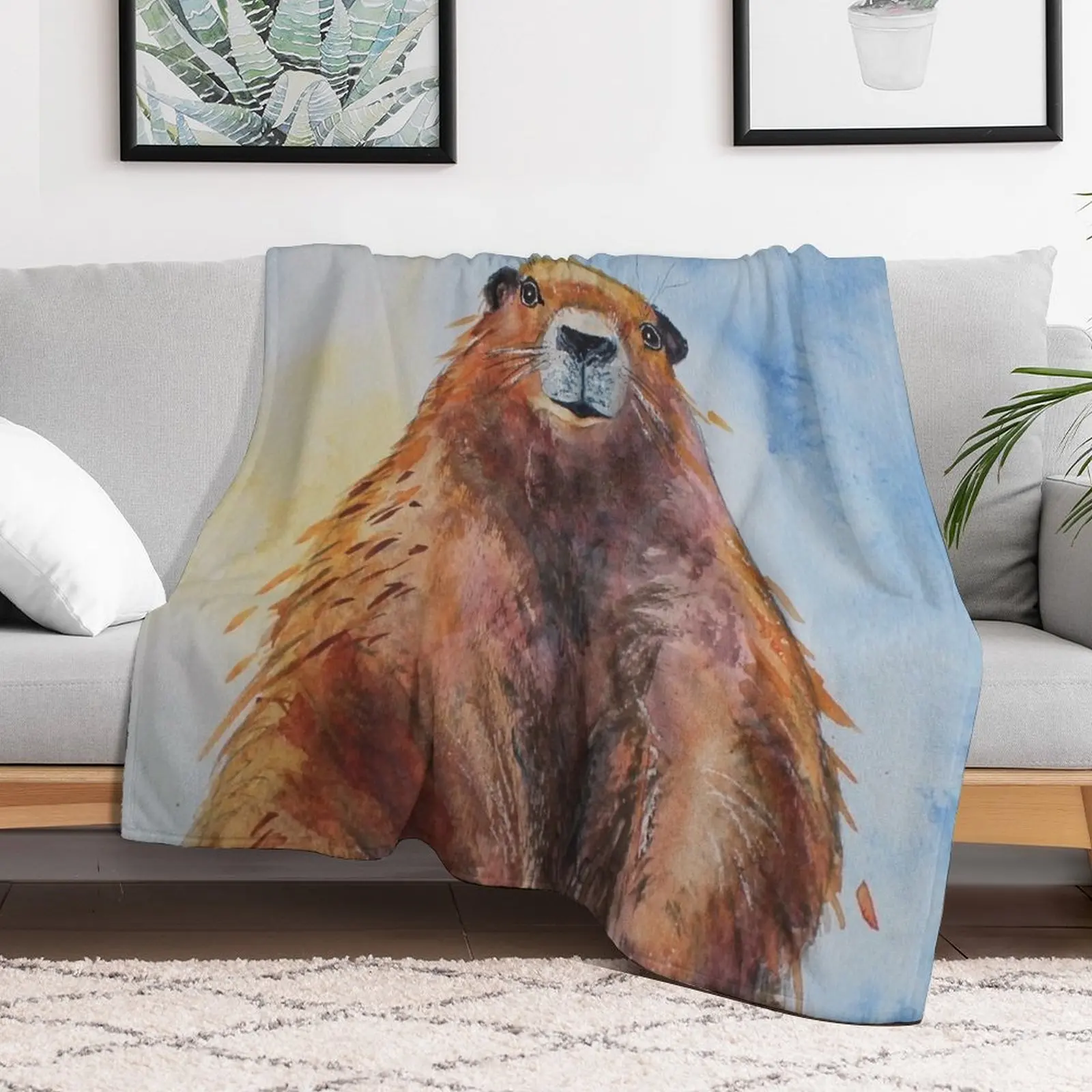 Стоячий День Земли Реалистичное Акварельное Одеяло Бабака Грейфера Одиночные