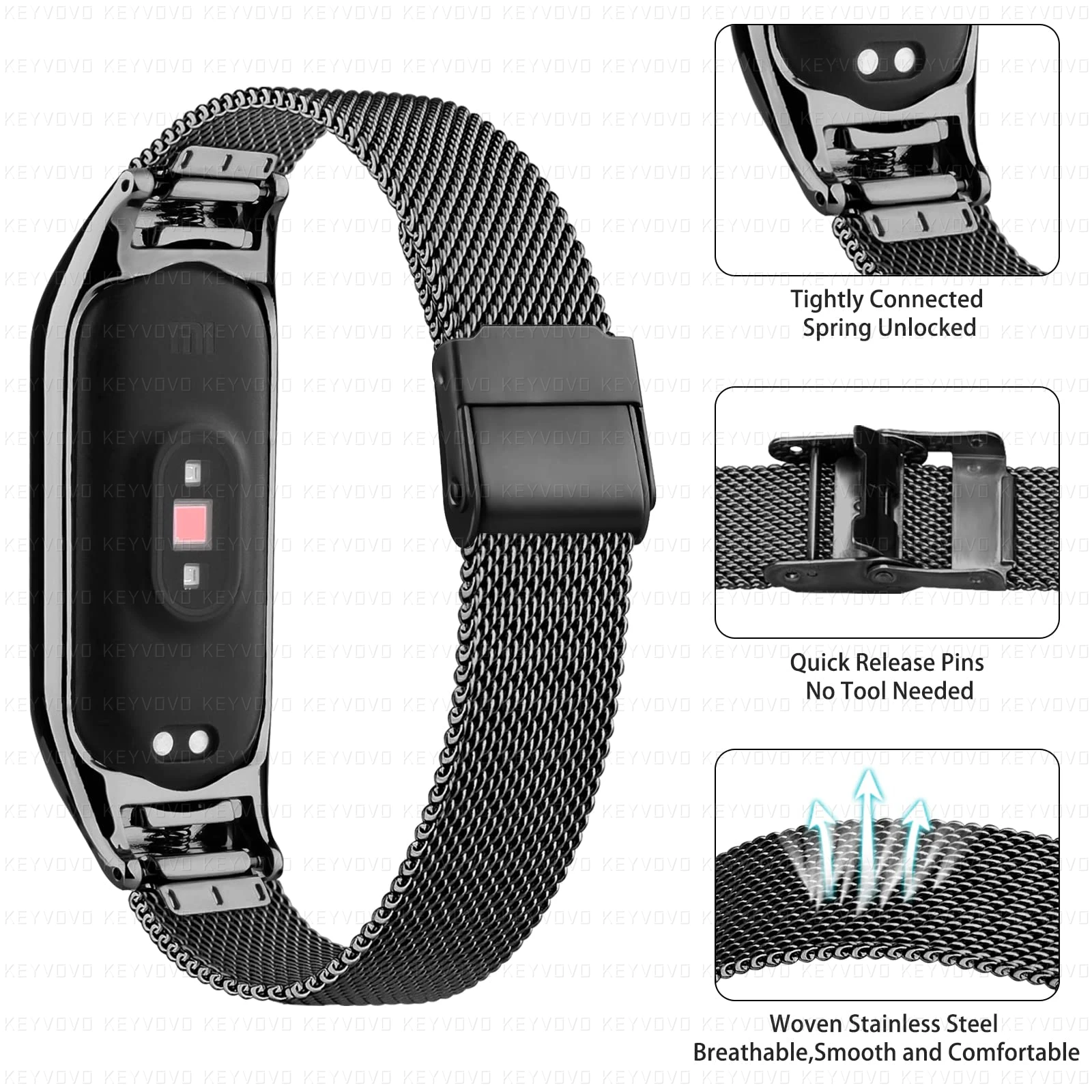 Металлический ремешок для Xiaomi Mi Band 6 5 браслет без винтов из нержавеющей стали