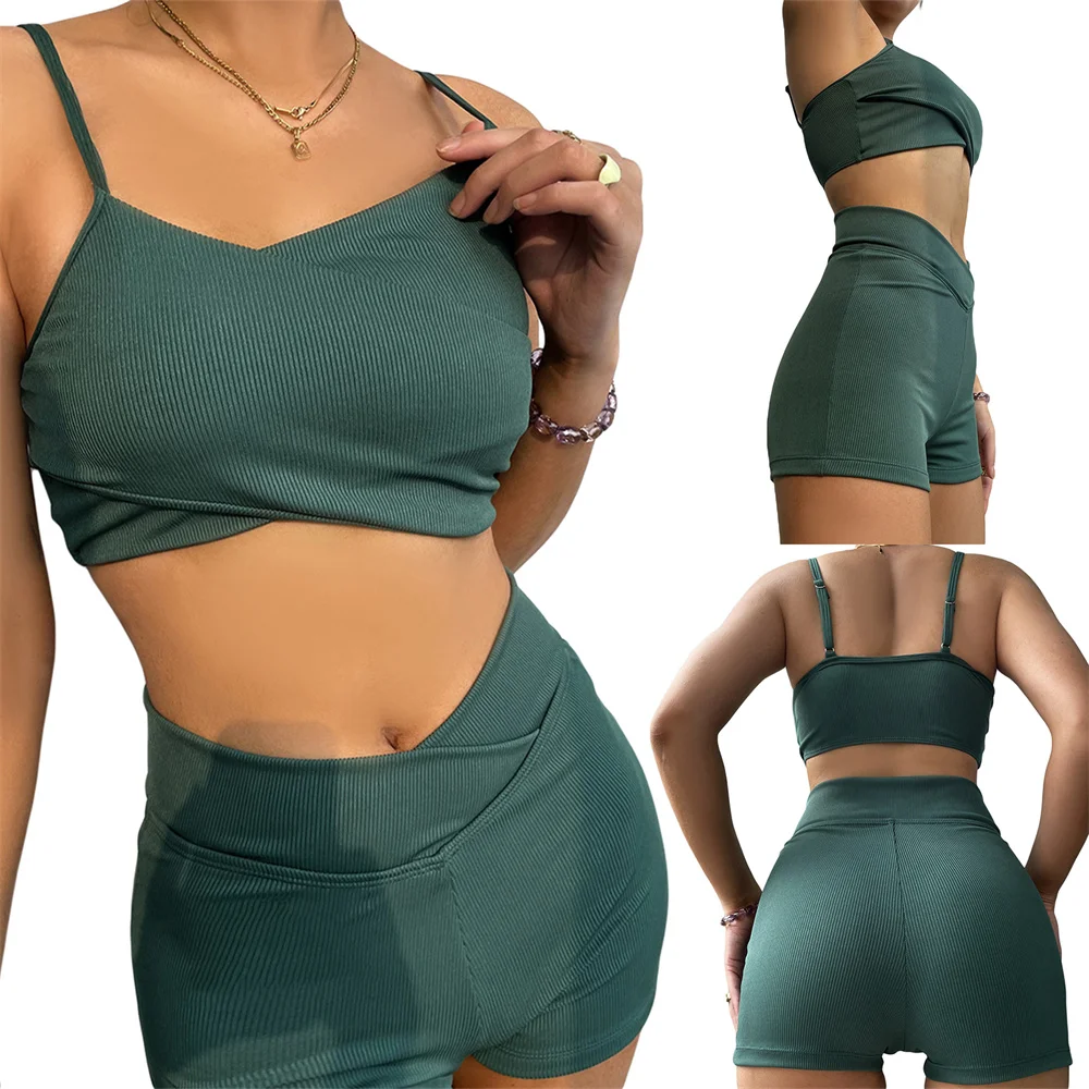 Женский купальный костюм Foohoostore комплект из майки и трусиков-боксеров с высокой