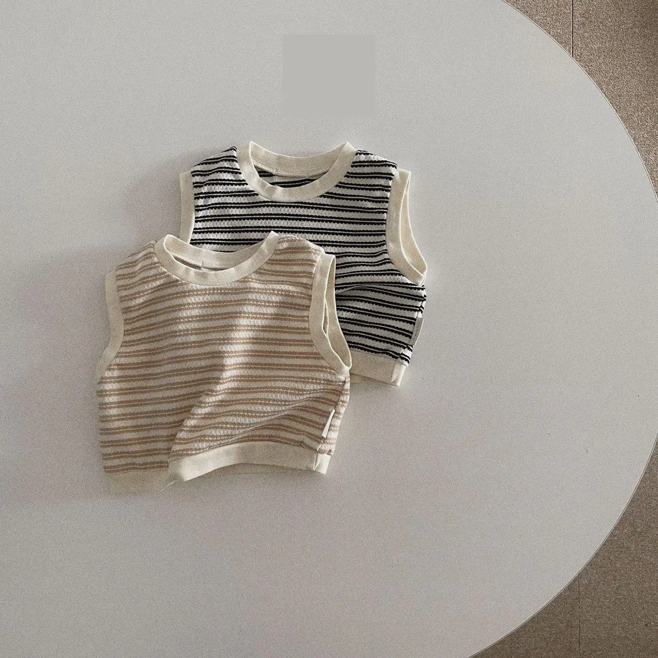 

2023 летняя детская футболка без рукавов, хлопковый Повседневный полосатый жилет для младенцев, тонкий хлопковый дышащий жилет для малышей, д...