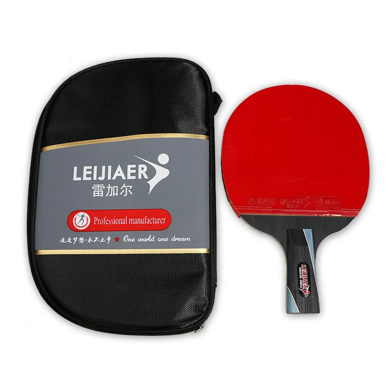 

Table Tennis Sports Racket Tung Wood Bottom Plate Horizontal/straight Grip Pimple In with Oxford Storage Bag Practice Racket