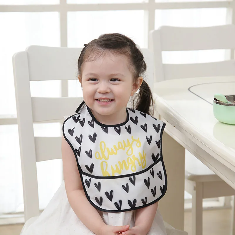 

Baby Bibs Cute Cartoon Print Toddler Baby Waterproof Saliva Towel Washable Unisex Feeding Bib With Food Catcher for Babies 1-4Y