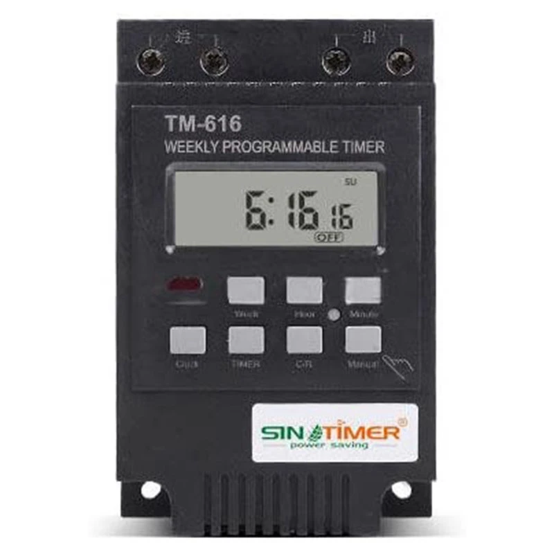 

SINOTIMER TM616 30AMP 4PINS 7 Days Programmable Timer Din Rail Mount Timer Switch Digital Timer 110V Ac Programmable Timer Relay