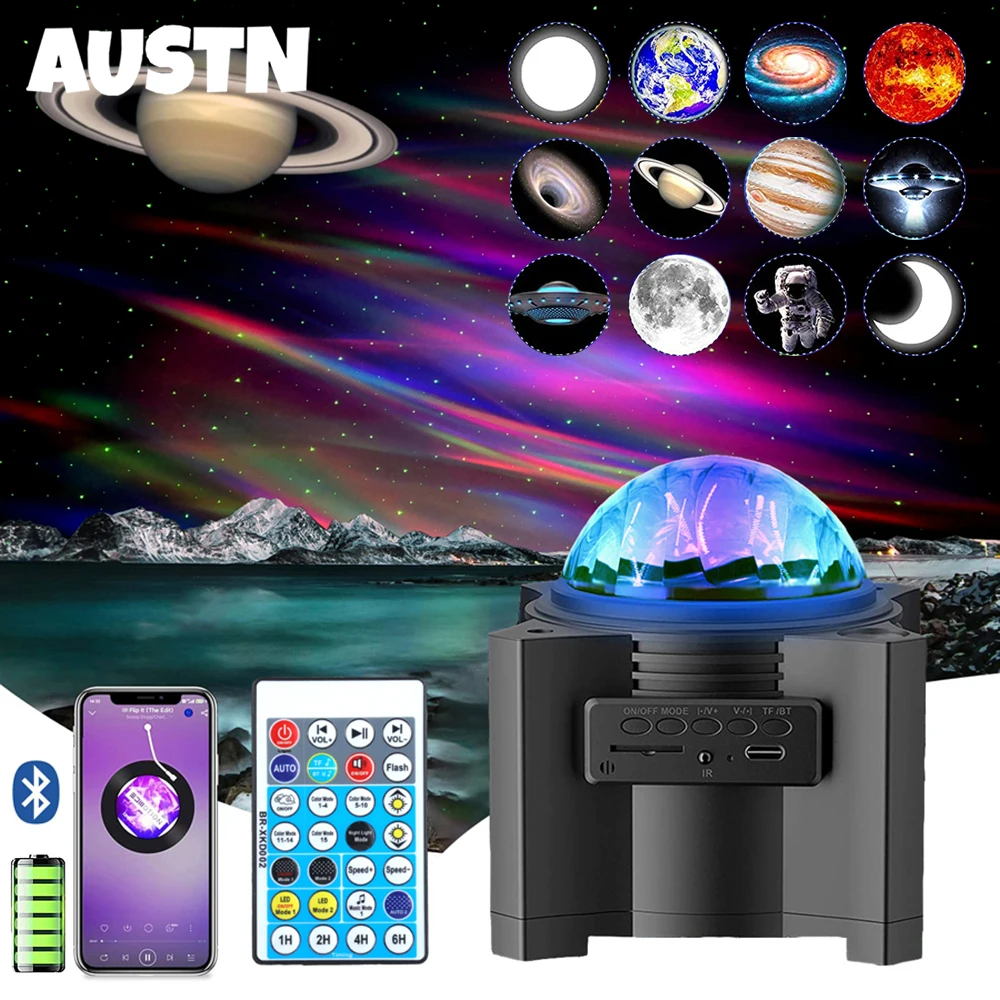 Ночник-проектор Aurora Galaxy с Bluetooth музыкальный динамик ночник-планета лампы-небула