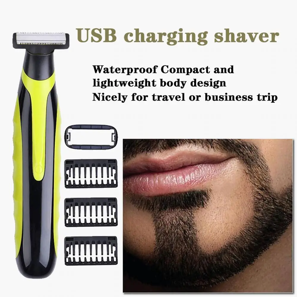 Afeitadora eléctrica recargable por USB para hombre, máquina de afeitar portátil, lavable, con cuchilla en T pequeña
