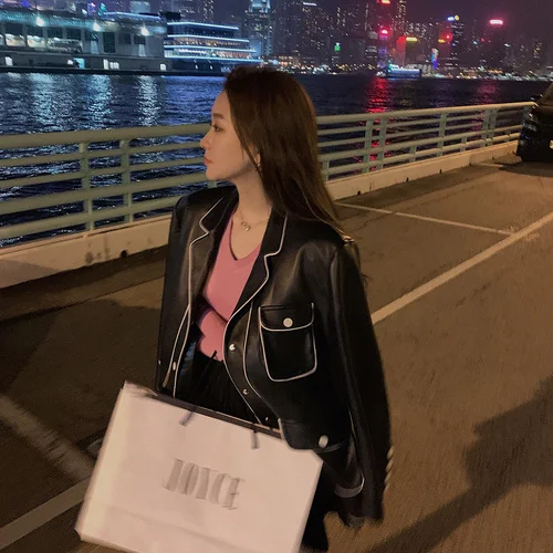 

Роскошная Брендовая женская куртка из натуральной овечьей кожи, корейское кожаное женское пальто 2023, женская одежда C20D02064 WPY434