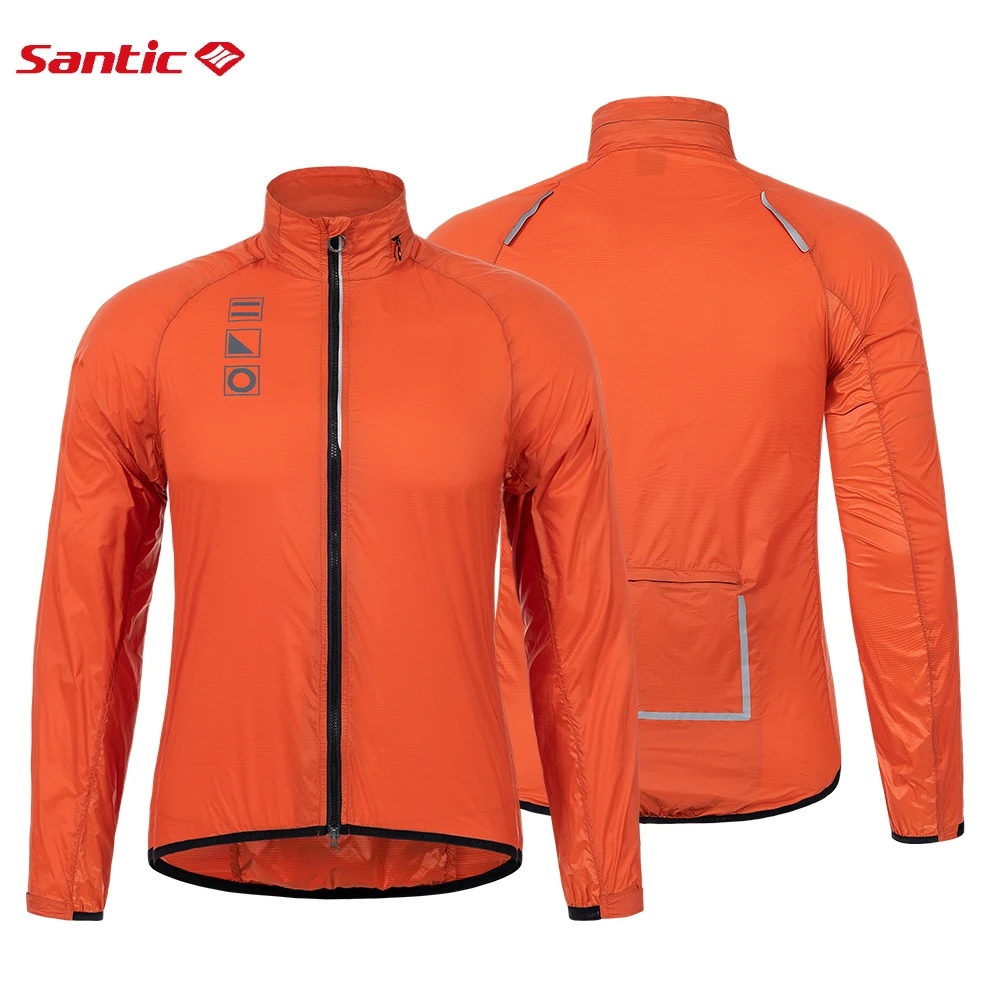 Santic Men Cycling Jacket Windproof Water Resistant Bike Skin Coat Anti-UV Reflective Bicycle Jersey Wear Hoodie Windbreaker