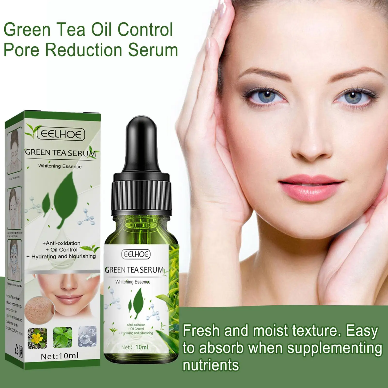 

Green Tea Pore Shrinking Essence Pore Shrinking Facial Dry Remove Dark Spots Acne Skin Care Improve Essence Whitening Black E1A6