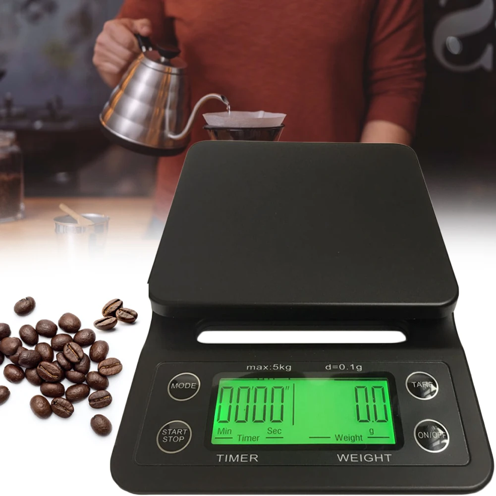

Coffee Scale with Timer Digital Multifunction Weighing Scale Bright LCD Display Drink and General Kitchen Scales Use