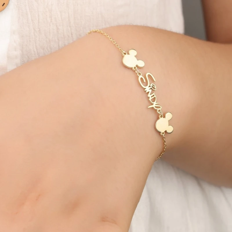 Детский браслет с шрифтом Диснея на заказ именем Микки и Минни индивидуальное