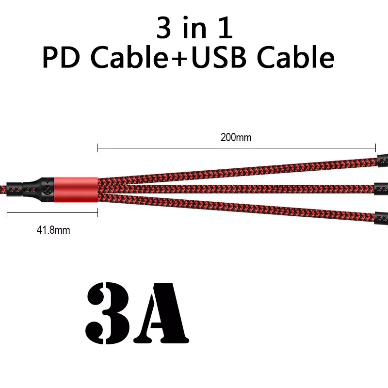 

in 1 Usb Charging Cable Double shield Super Fast Charging For iPhone 13 Pro Max 12 Pro 11 Xs Xr 8 7 6 Multi Data Sync Wire