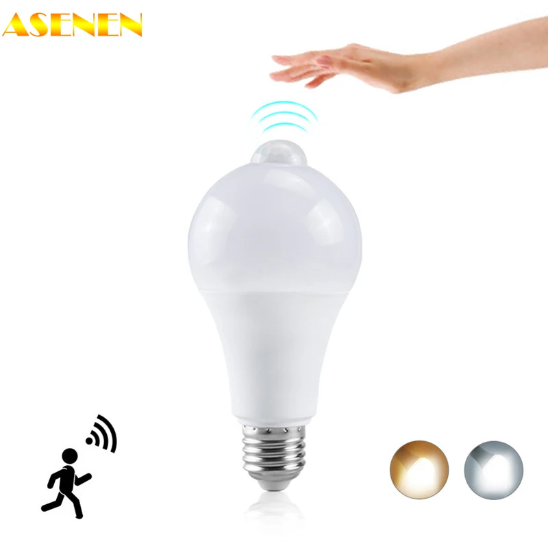 

85-265V E27/B22 Motion Sensor Led Light Bulbs 12W 15W 18W 20W PIR Sensors Bulb Light Warm White Auto ON/OFF Night Lamp for House