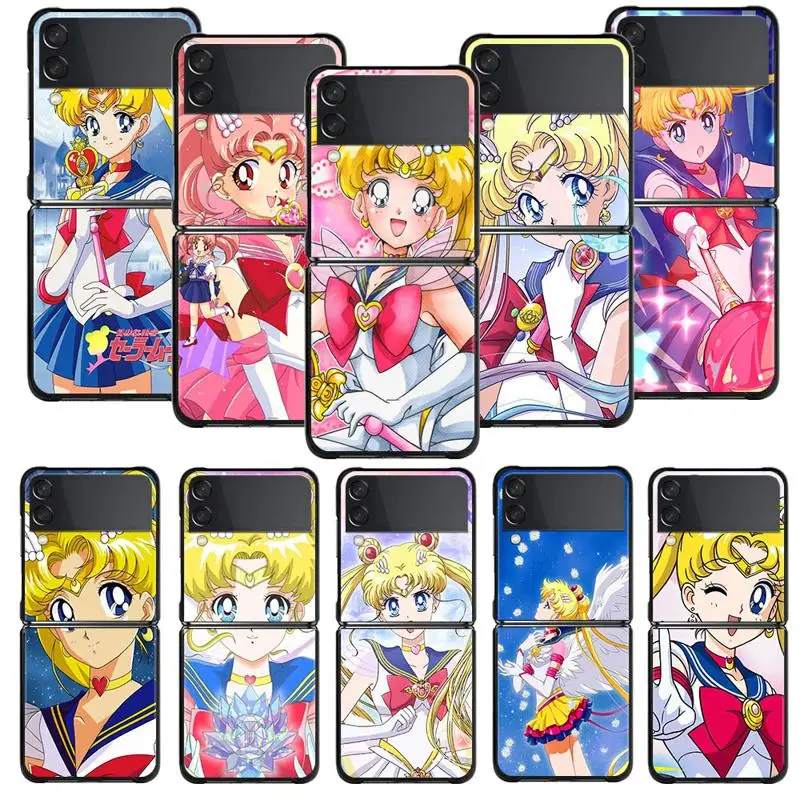 

For Samsung Galaxy ZFlip ZFlip3 Z Flip3 5G Flip ZFlip4 Flip4 ZF3 ZF4 Carcasa Phone Coque Sailor Moon Cute Anime