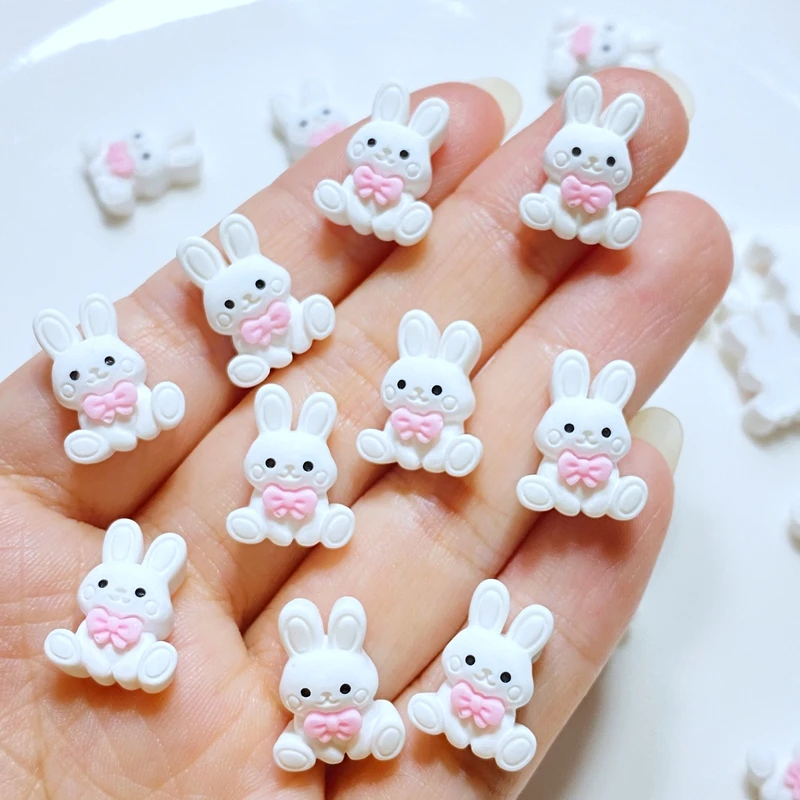 

20pcs New Cute 12*15mm Resin Mini Rabbit Flat Back Cabochon Scrapbook Kawaii DIY Embellishments Accessories