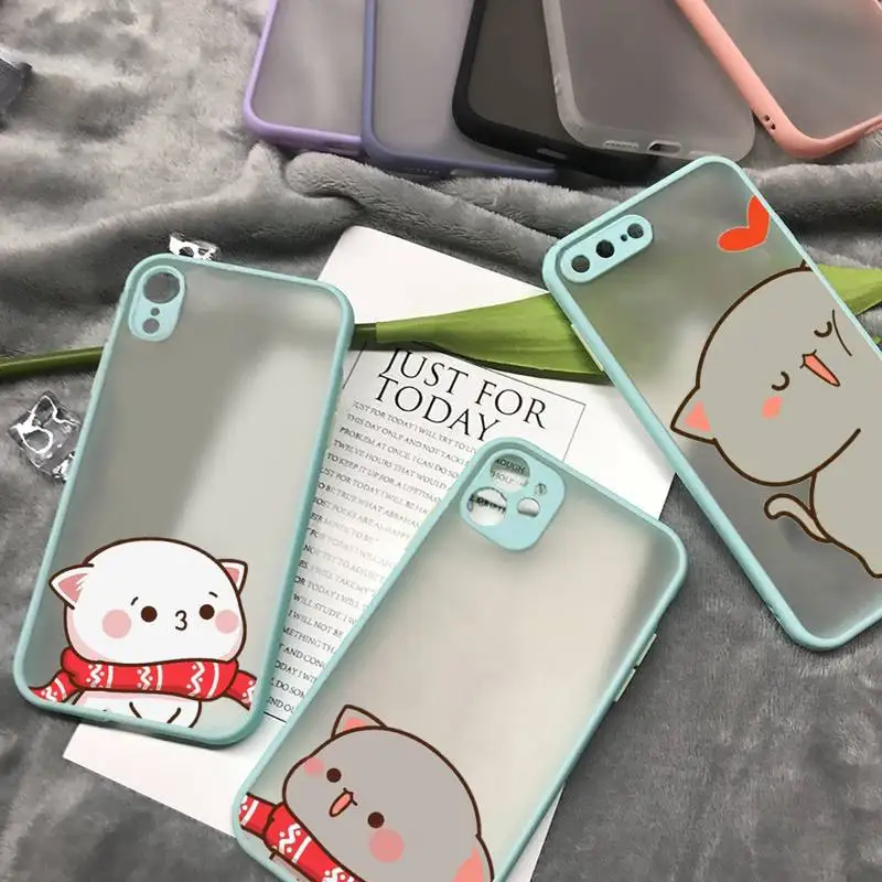

peach cat cute cartoon Phone Case matte transparent For iphone 14 11 12 13 plus mini x xs xr pro max cover