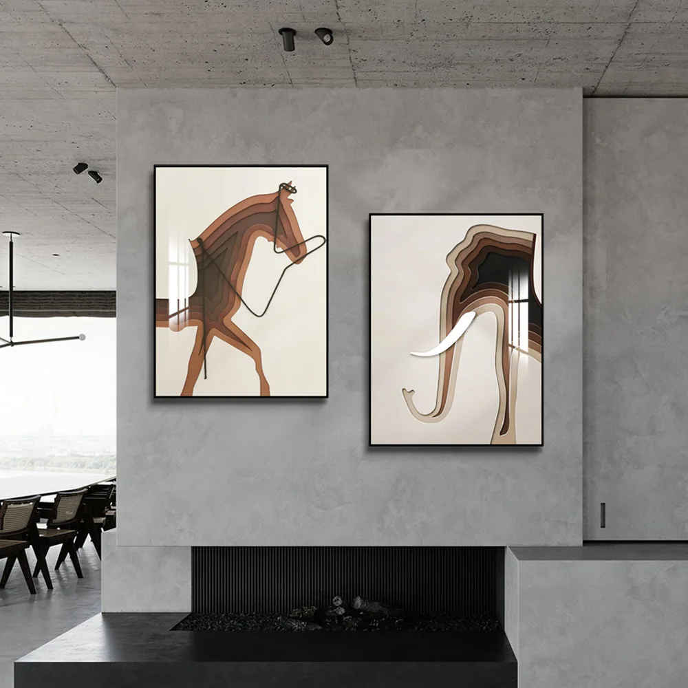 Абстрактная живопись лошадь слон животное холст декоративный крыльцо гостиная