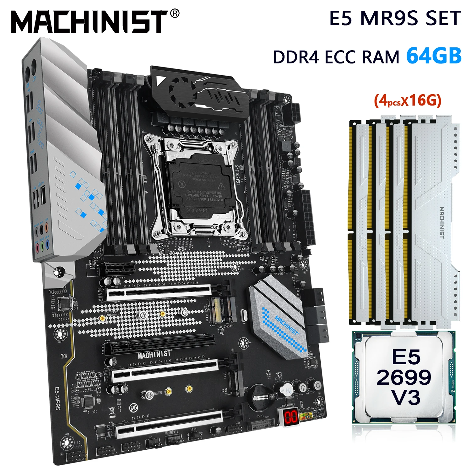 

MACHINIST X99 материнская плата LGA 2011-3 Kit Xeon E5 2699 V3 процессор 4*16G DDR4 ECC RAM поддержка памяти NVME M.2 ATX MR9S