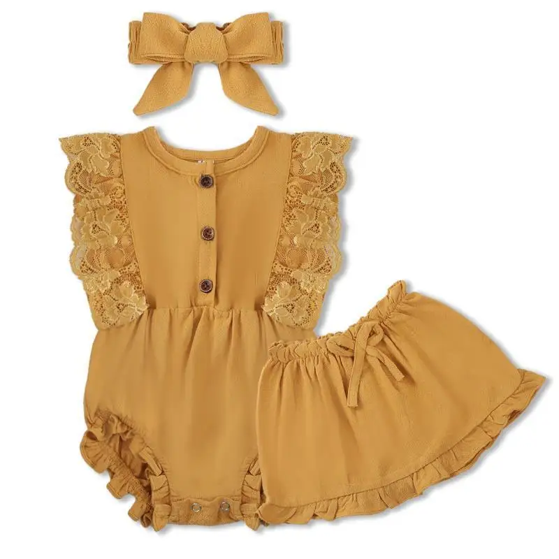 Комбинезон и юбка для маленьких девочек комплект одежды боди летняя кружевная