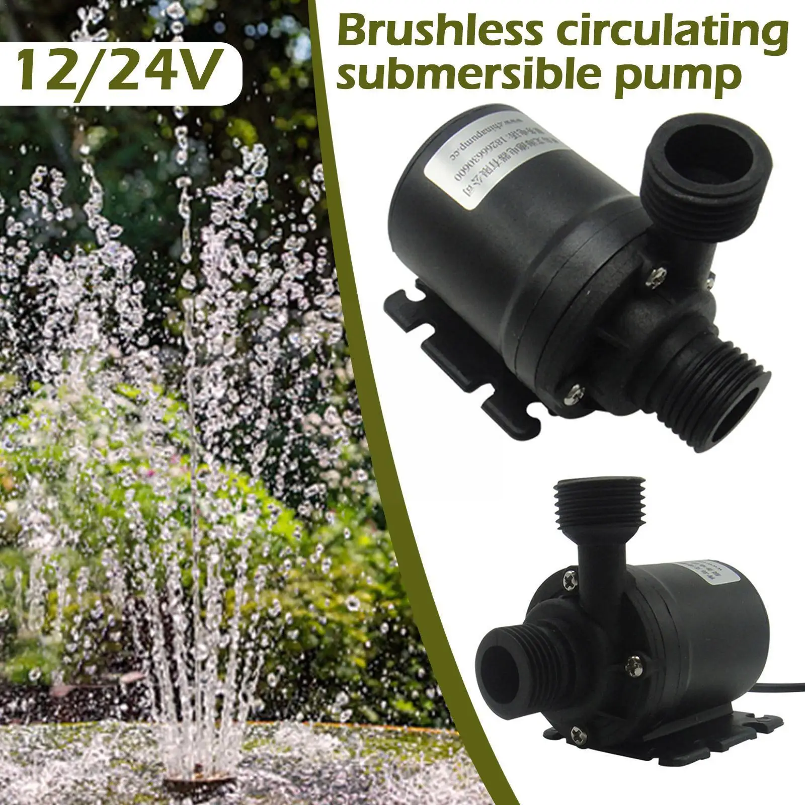 

Для системы охлаждения, Нагреватель фонтанов, DC 12/24 В, бесщеточный, 800 л/ч, ультра-тихий насос, портативный водяной погружной мини-садовый 5 м ...