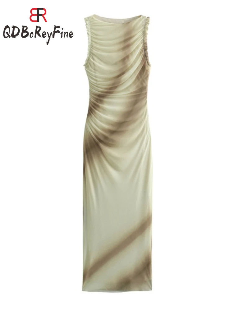 Женское облегающее платье без рукавов элегантное Плиссированное длинное