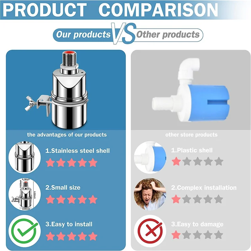 Поплавковый клапан контроля уровня воды из нержавеющей стали для резервуара