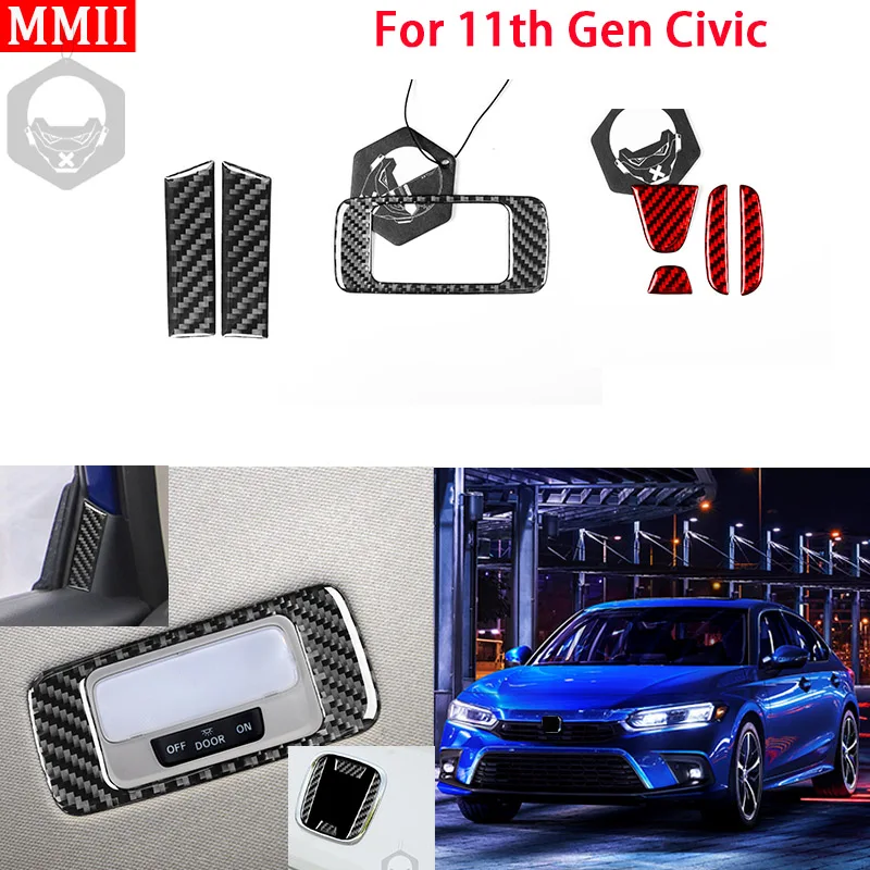 

RRX for 11Th Gen Honda Civic 2022 Interior Carbon Fiber Rear Logo Overhead Light A-pillar Cover Trim Sticker Car Accessories
