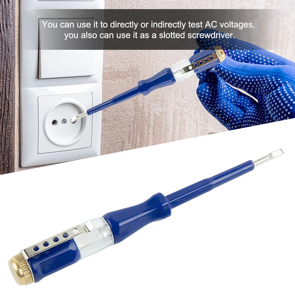 

1pcs Multifunctional Household Test Pen Portable Flat Screwdriver Hand Tools 100-500V LED Voltage Tester Accessories