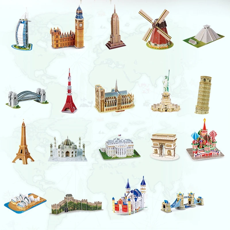 

Знаменитая Строительная модель, 3D пазл из бумаги, головоломки, игрушки, Белый дом, Эйфелева башня, интересные обучающие игрушки для детей, подарок для детей