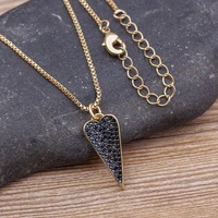 aibef new fashion heart shape inlaid black crystal zircon pendant gold plated necklace women temperament fine jewelry party gift