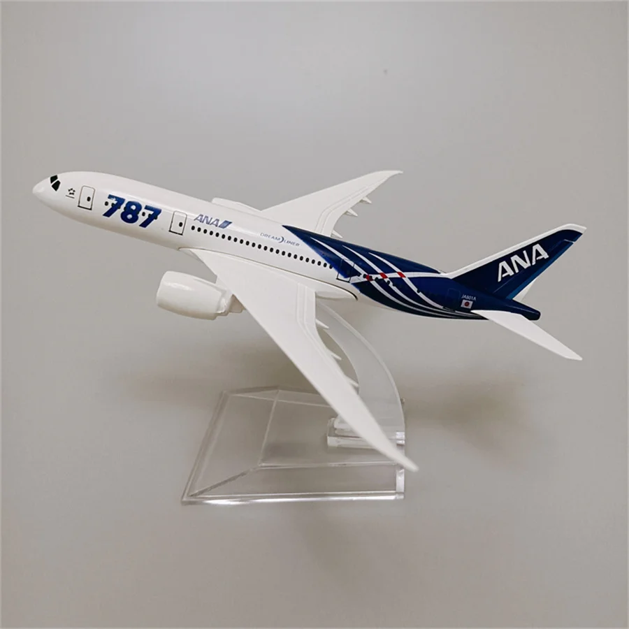 

Модель самолета из металлического сплава в японском стиле авиакомпании ANA B787, модель самолета в японском стиле Боинг 787, модель самолета на подставке, подарки для детей, 16 см