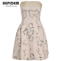 hepidem clothing summer floral halters sleeveless sexy hollow out lace v neck skirts dresses women mini dress vestidos 69932