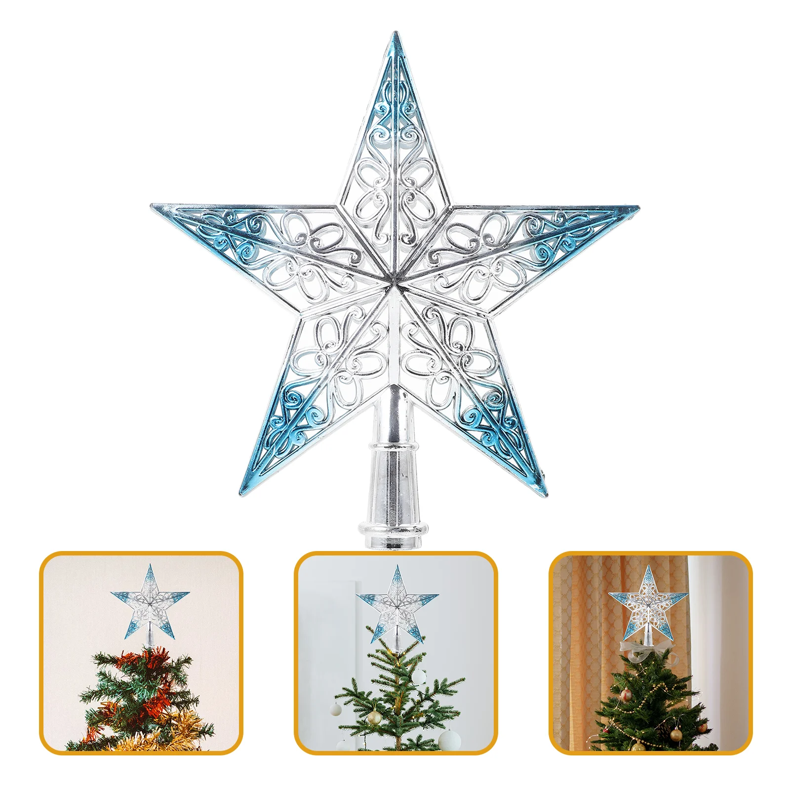 

1pc Christmas Tree Topper Star Plastic Tree Decoration 5 Point Star Tree Topper Hollow Out Star Tree Topper